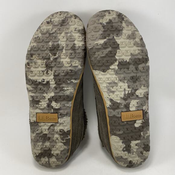 L.L. Bean Mountain Slipper Scuffs Mens Size 11 Gray Brown Suede Fleece Lining main image 7
